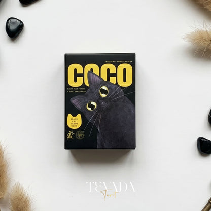 Coco Black Cat Tarot Pocket cute black cat tarot deck with gold gilded edges for playful daily readings.