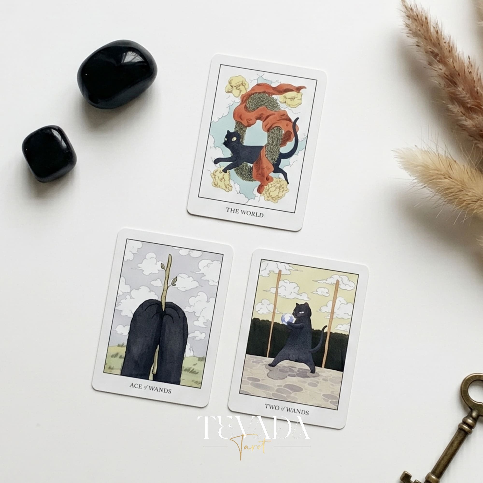 Coco Black Cat Tarot Pocket cute black cat tarot deck with gold gilded edges for playful daily readings.