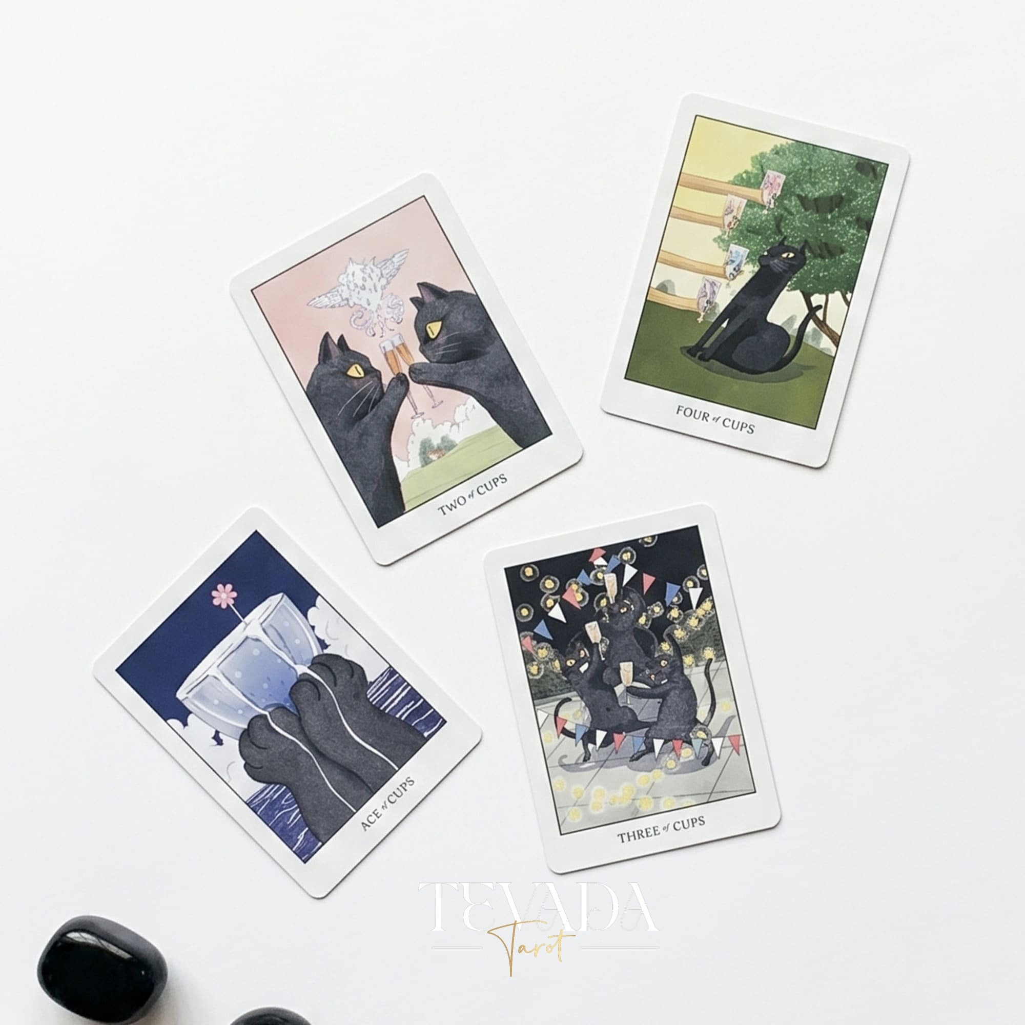 Coco Black Cat Tarot Pocket cute black cat tarot deck with gold gilded edges for playful daily readings.