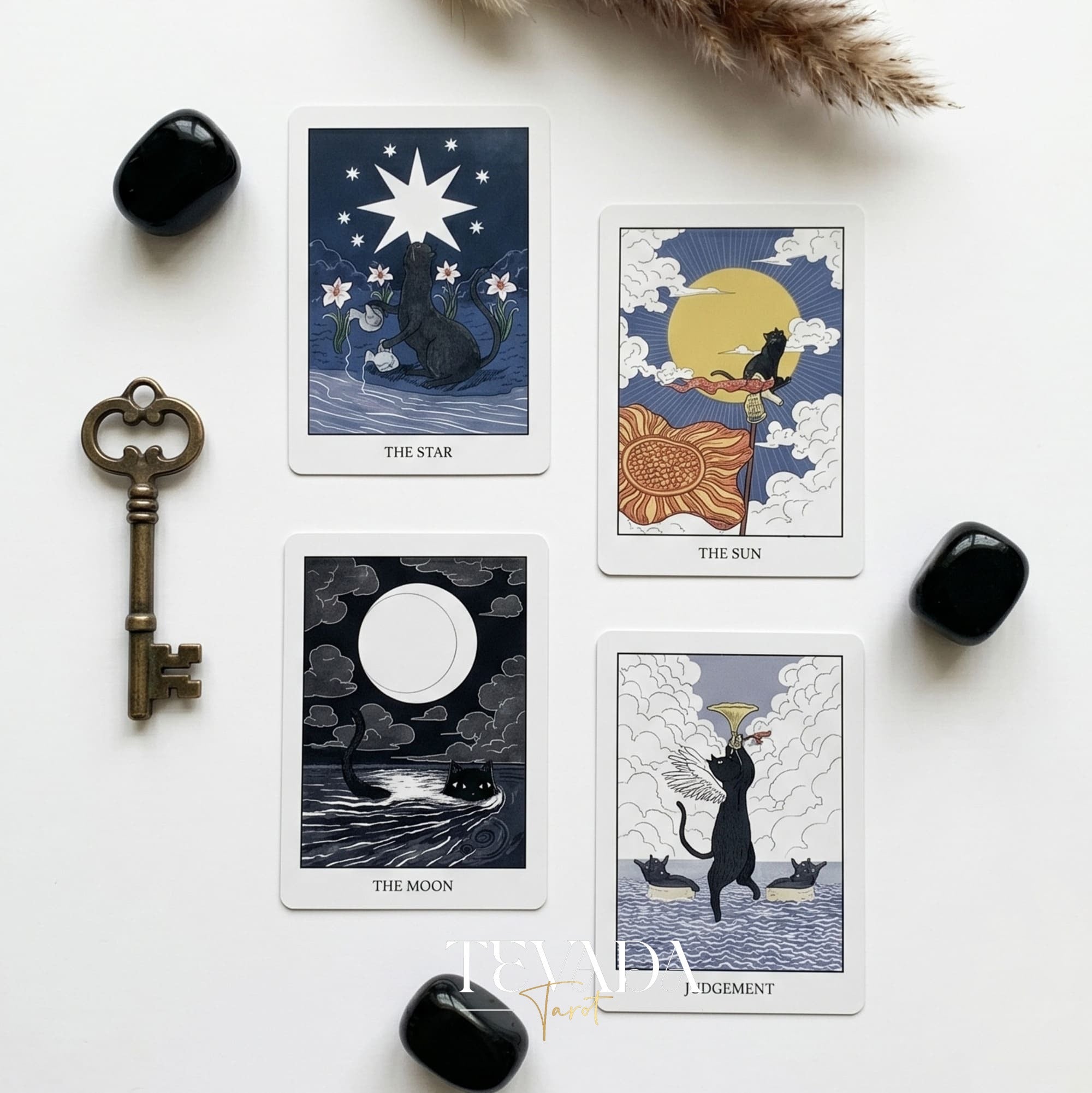 Coco Black Cat Tarot Pocket cute black cat tarot deck with gold gilded edges for playful daily readings.