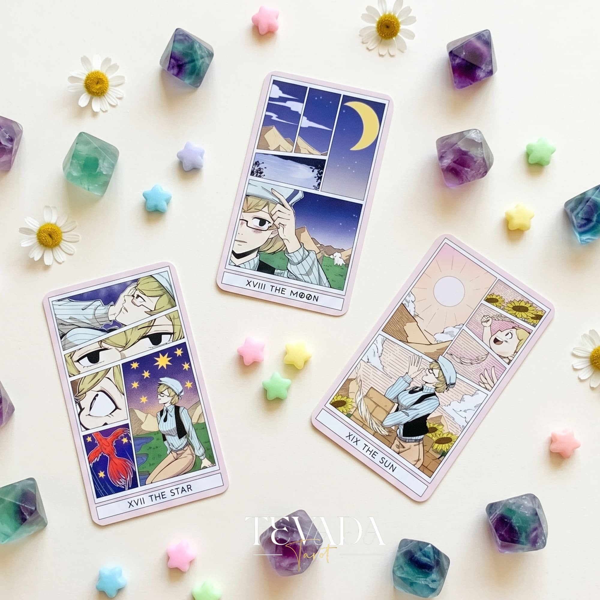 Comic Strip Tarot COLOR Edition whimsical manga style indie tarot deck for inner child healing and gentle reflection.