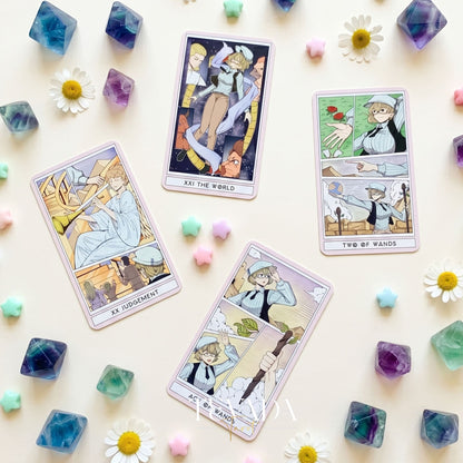 Comic Strip Tarot COLOR Edition whimsical manga style indie tarot deck for inner child healing and gentle reflection.