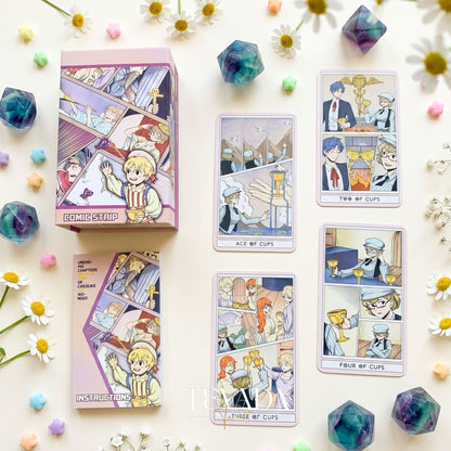 Comic Strip Tarot COLOR Edition whimsical manga style indie tarot deck for inner child healing and gentle reflection.