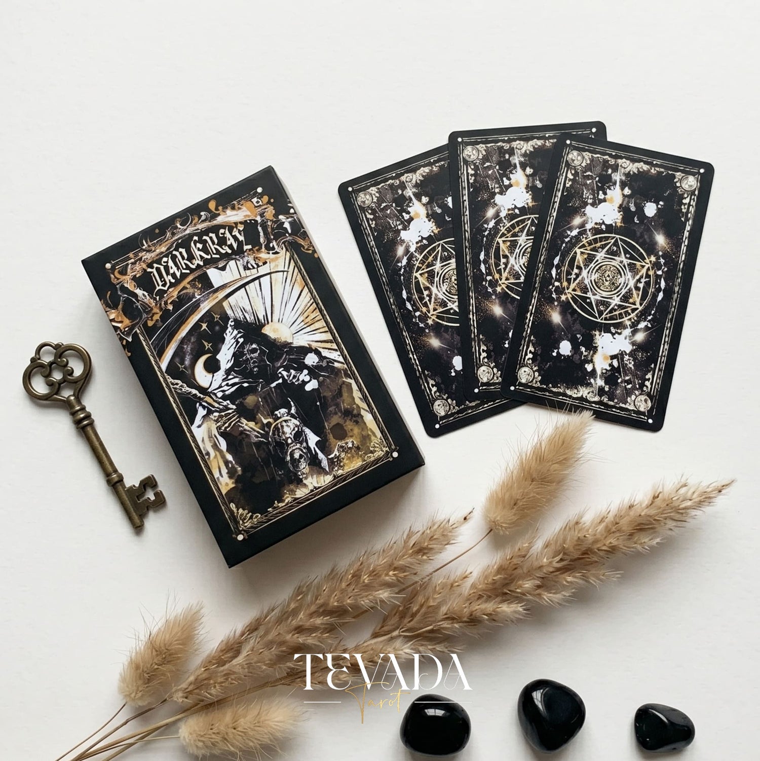 Dark Ray Tarot DELUXE dark gothic indie tarot deck with ink splash art for shadow work and subconscious self-reflection.