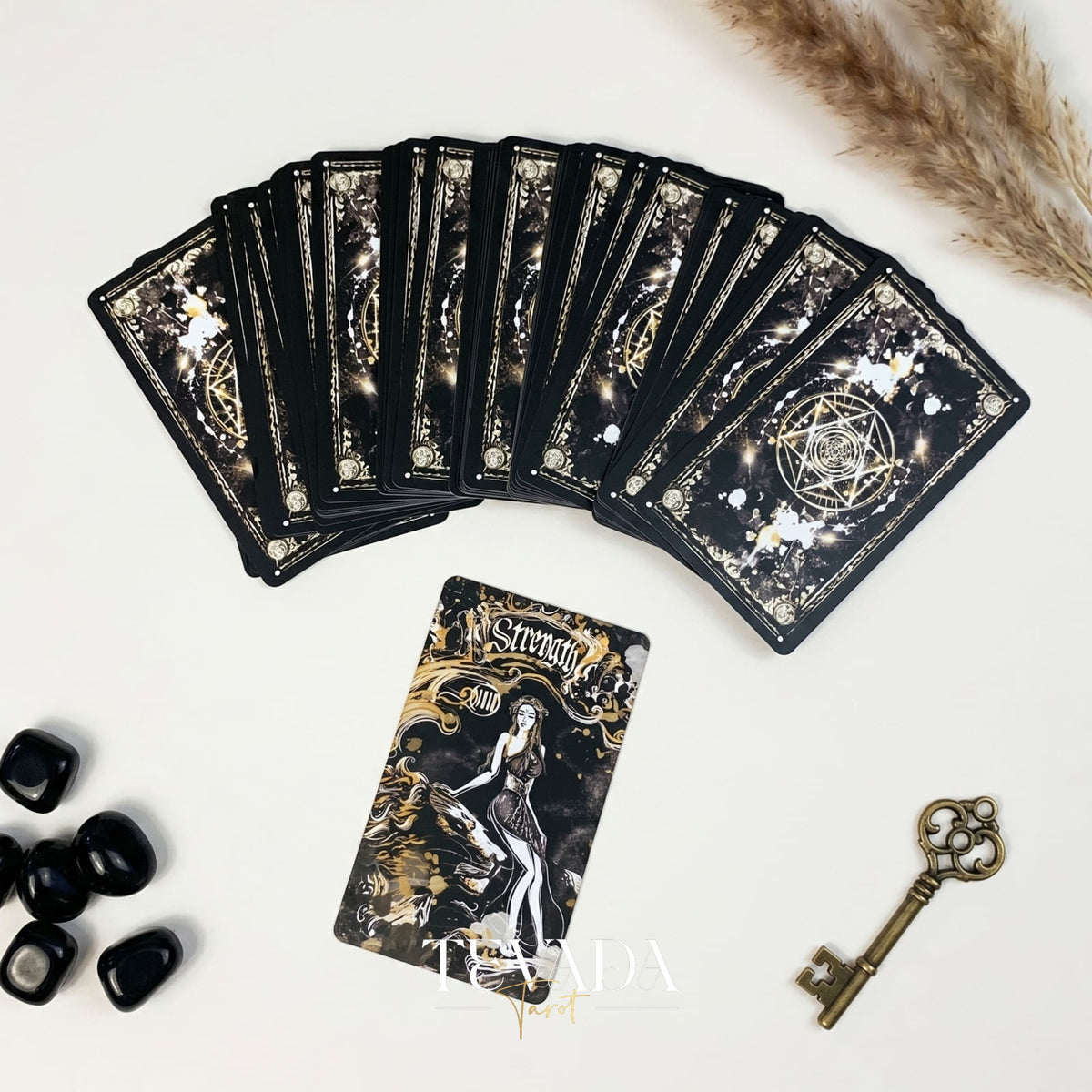 Dark Ray Tarot DELUXE dark gothic indie tarot deck with ink splash art for shadow work and subconscious self-reflection.