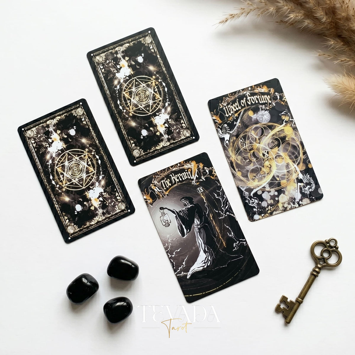 Dark Ray Tarot DELUXE dark gothic indie tarot deck with ink splash art for shadow work and subconscious self-reflection.