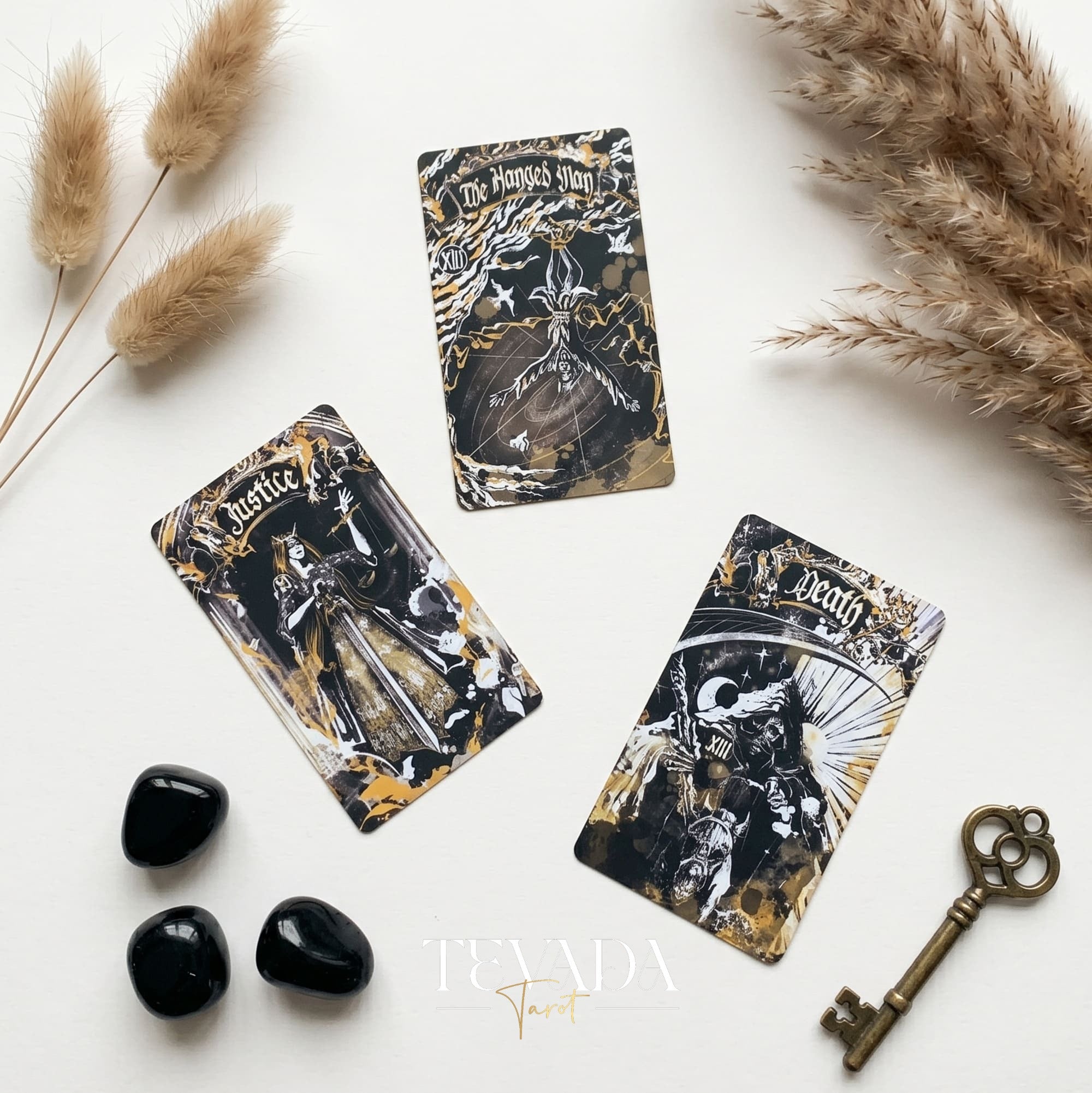 Dark Ray Tarot DELUXE dark gothic indie tarot deck with ink splash art for shadow work and subconscious self-reflection.