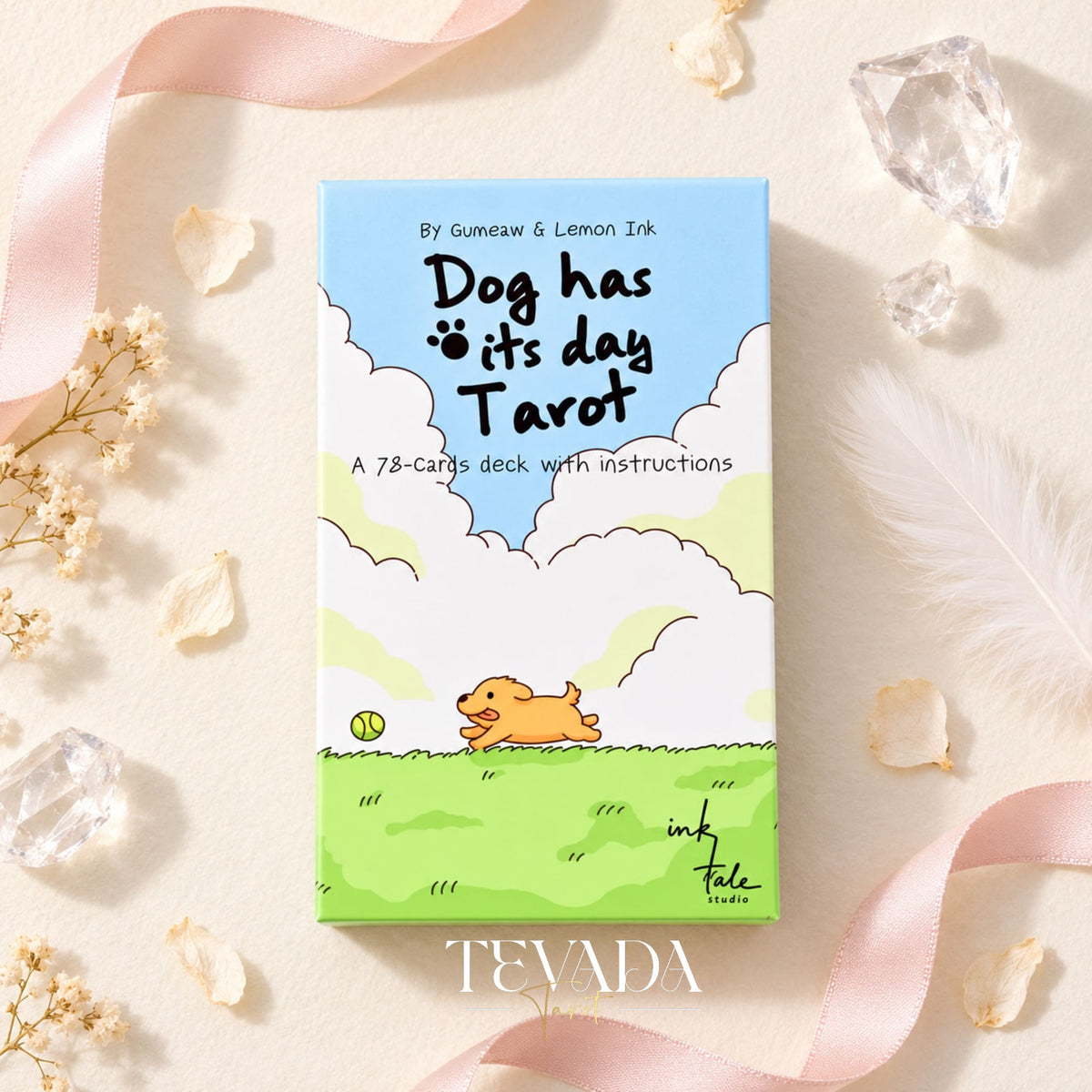 Dog has its day Tarot Deck pastel canine cartoon cards for gentle daily reflection