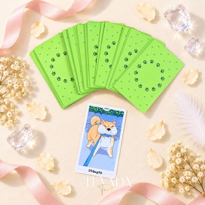 Dog has its day Tarot Deck pastel canine cartoon cards for gentle daily reflection