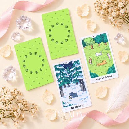 Dog has its day Tarot Deck pastel canine cartoon cards for gentle daily reflection
