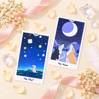 Dog has its day Tarot Deck pastel canine cartoon cards for gentle daily reflection