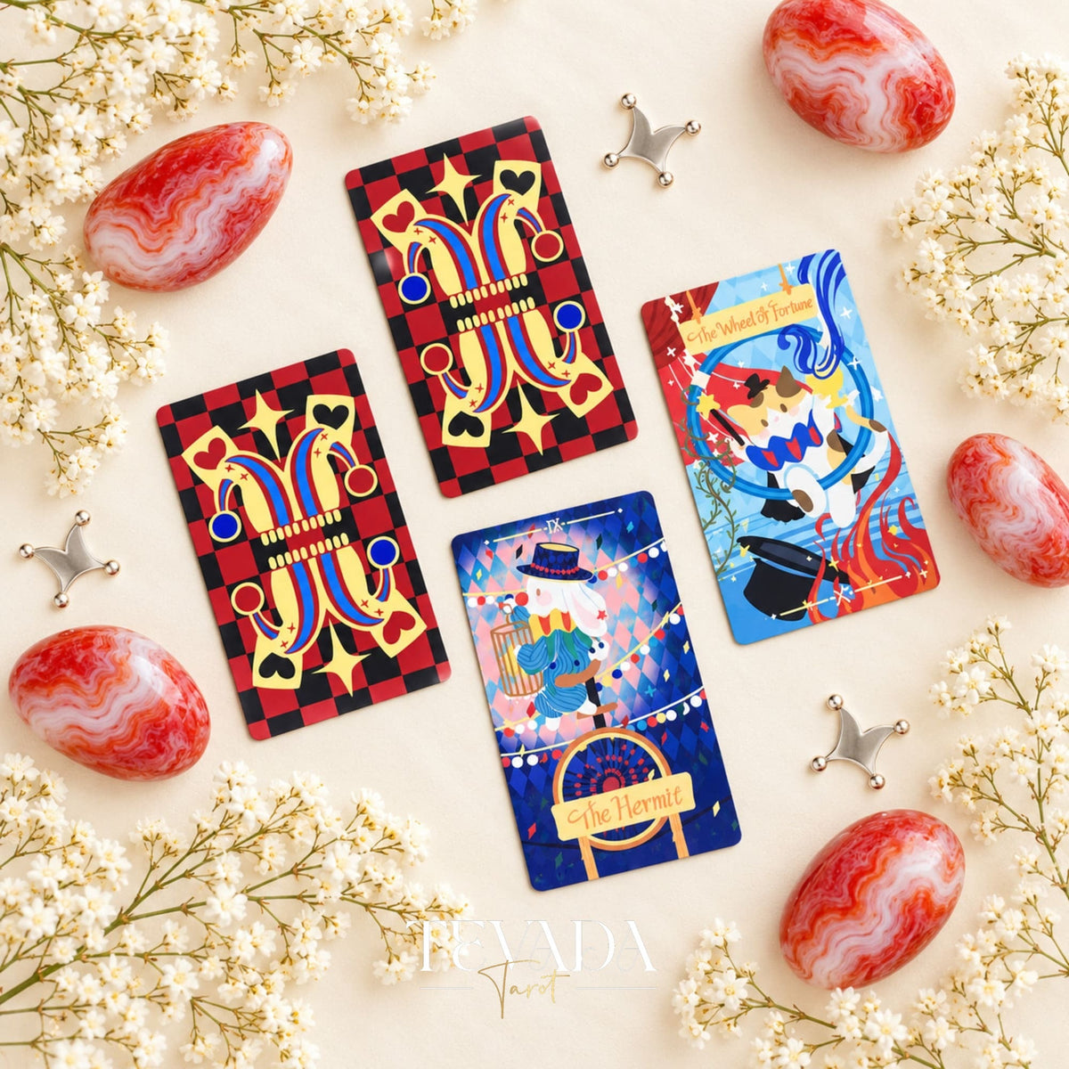 Dramagiac Tarot RED whimsical animal Indie Tarot Deck for joyful daily guidance