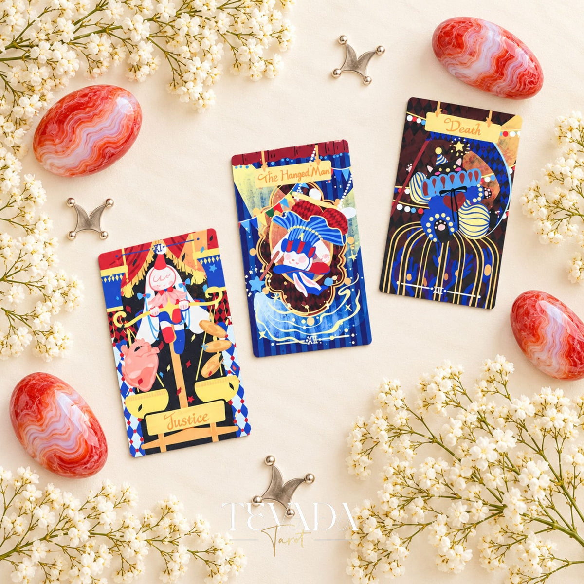Dramagiac Tarot RED whimsical animal Indie Tarot Deck for joyful daily guidance