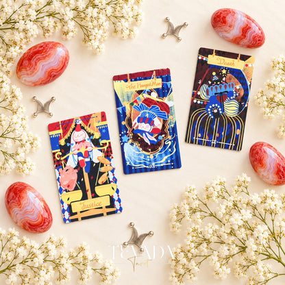 Dramagiac Tarot RED whimsical animal Indie Tarot Deck for joyful daily guidance