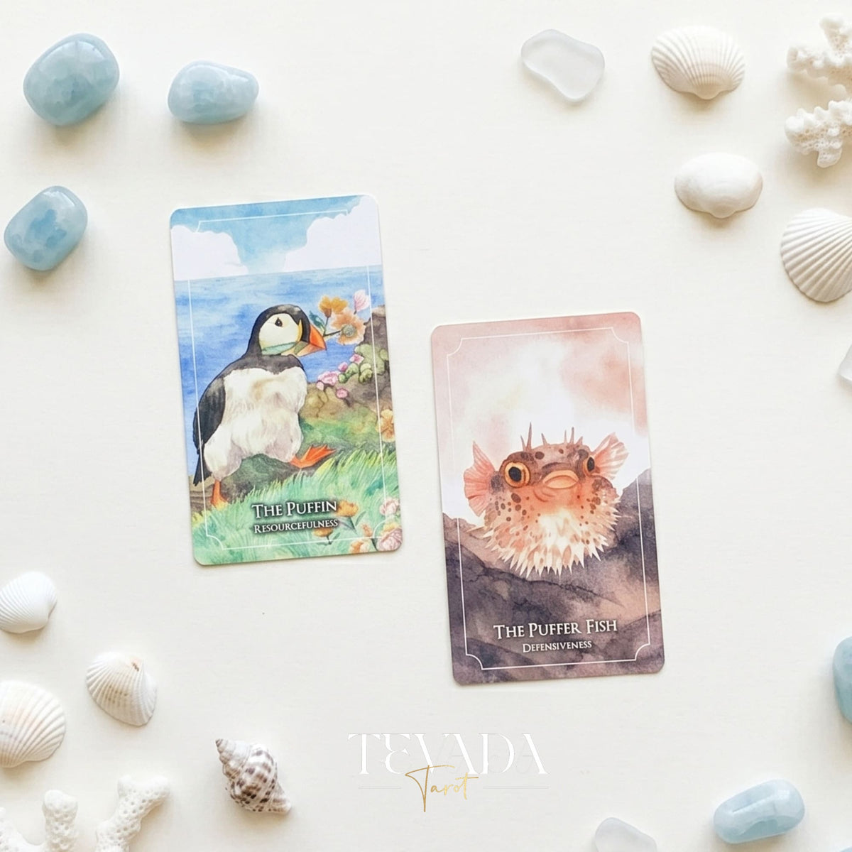 The Dreaming Waves Oracle watercolor ocean art Indie Oracle Deck for healing and meditation.
