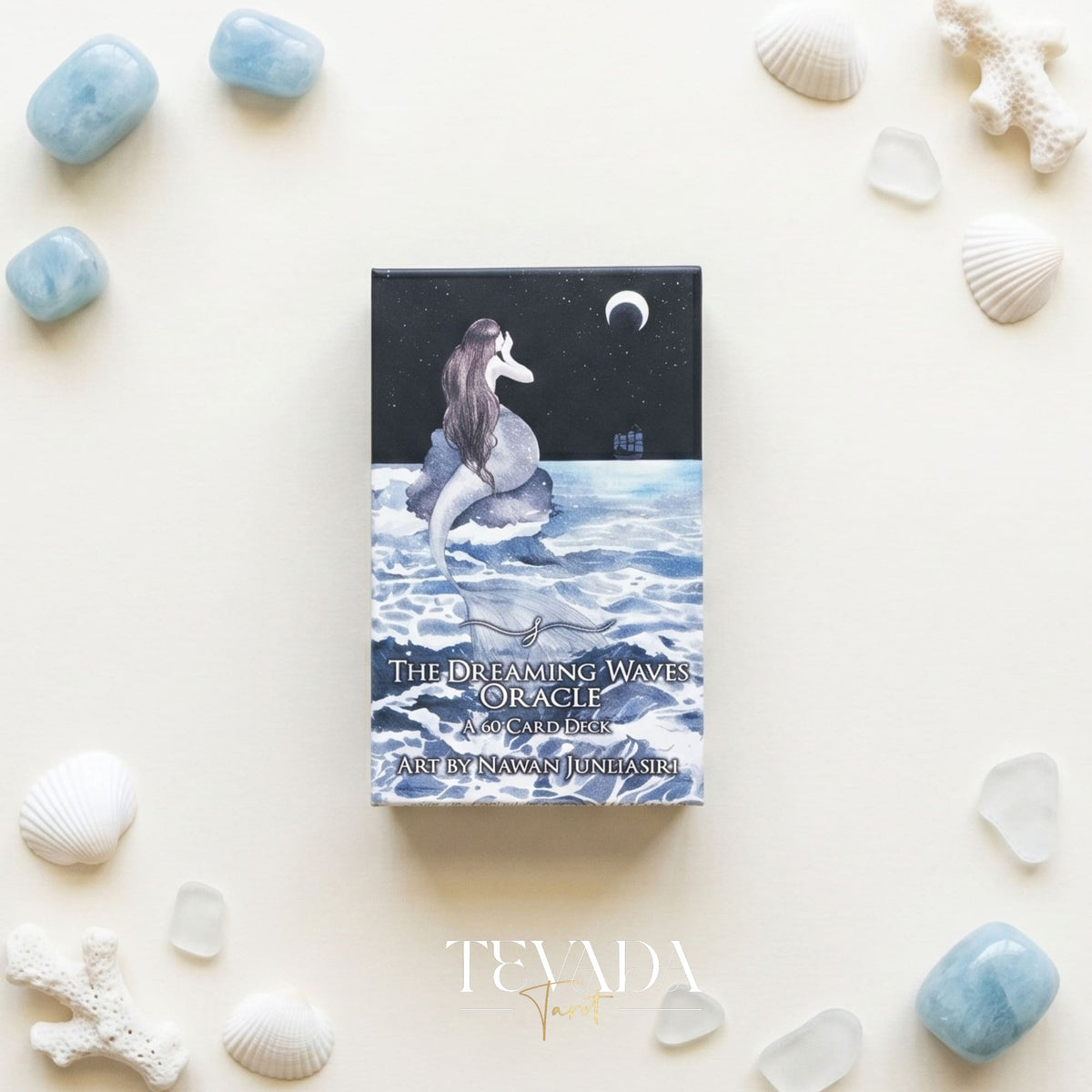 The Dreaming Waves Oracle watercolor ocean art Indie Oracle Deck for healing and meditation.