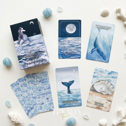 The Dreaming Waves Oracle watercolor ocean art Indie Oracle Deck for healing and meditation.
