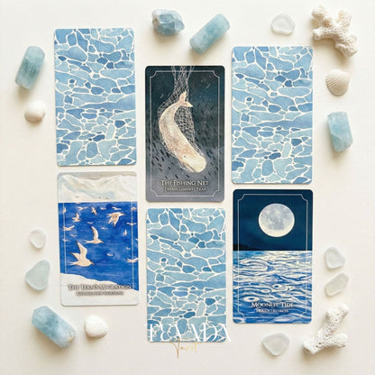 The Dreaming Waves Oracle watercolor ocean art Indie Oracle Deck for healing and meditation.