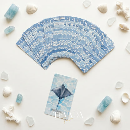 The Dreaming Waves Oracle watercolor ocean art Indie Oracle Deck for healing and meditation.