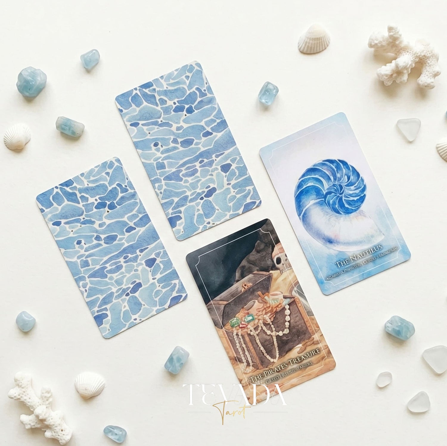 The Dreaming Waves Oracle watercolor ocean art Indie Oracle Deck for healing and meditation.
