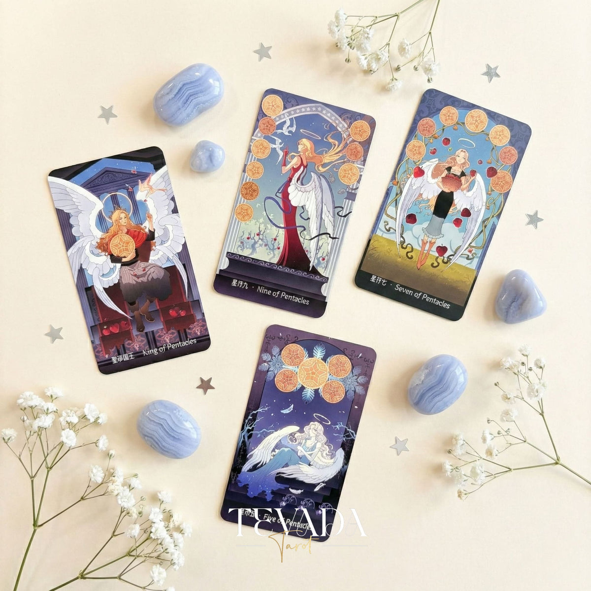 Dreamy Wings Tarot Deck, caprichosas cartas de tarot independientes de dibujos animados para un trabajo suave con las sombras y una autorreflexión curativa.