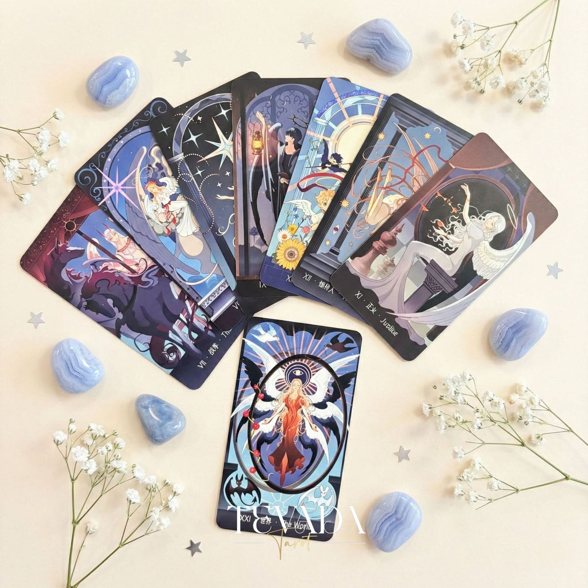 Dreamy Wings Tarot Deck, caprichosas cartas de tarot independientes de dibujos animados para un trabajo suave con las sombras y una autorreflexión curativa.