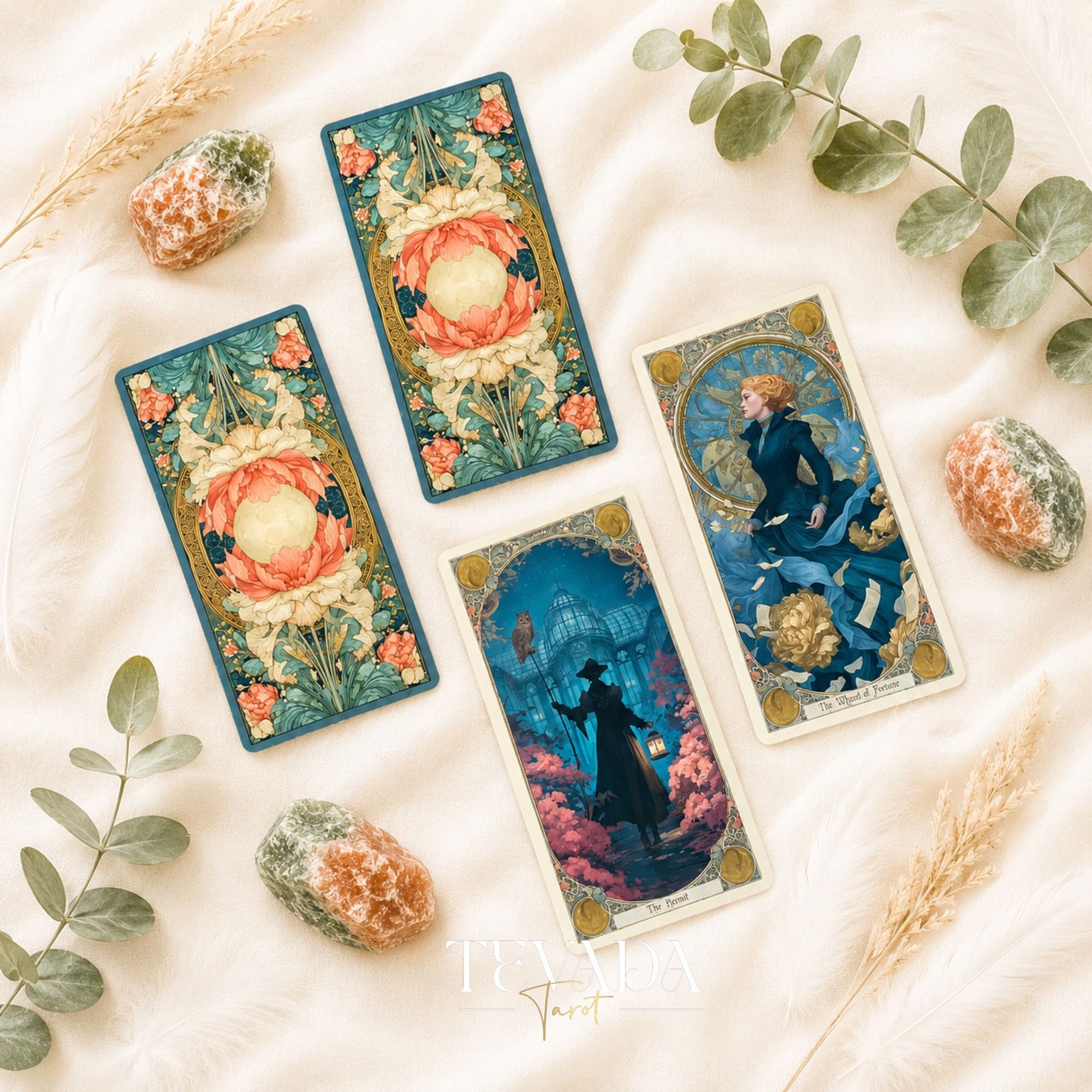 Elysian Shadows ビクトリア朝のアールヌーボー様式の金箔タロットデッキ、記念品ボックスに入っており、シャドウワークや直感的なリーディングに最適です。