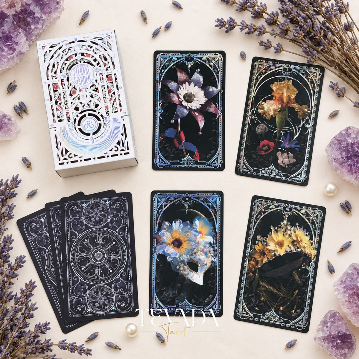 Eternal Garden Tarot Prism Edition holographic floral Indie Tarot Deck for luminous daily pulls