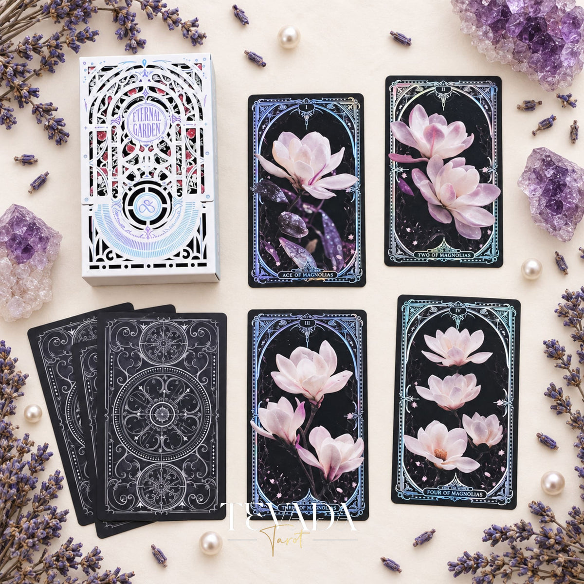 Eternal Garden Tarot Prism Edition holographic floral Indie Tarot Deck for luminous daily pulls