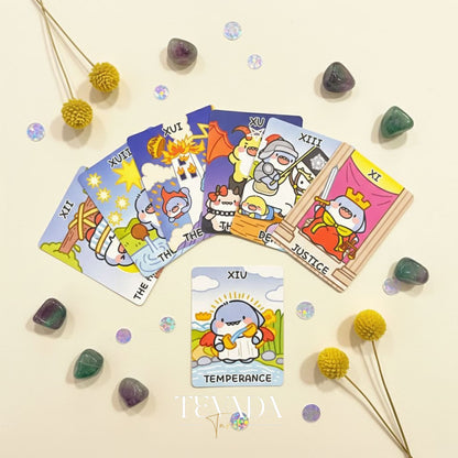 Fat Shark Tarot Deck cute cartoon Indie Tarot Deck in pocket tin box for beginner divination and travel.