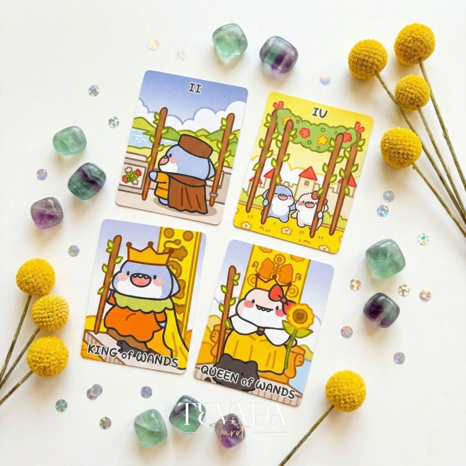 Fat Shark Tarot Deck cute cartoon Indie Tarot Deck in pocket tin box for beginner divination and travel.