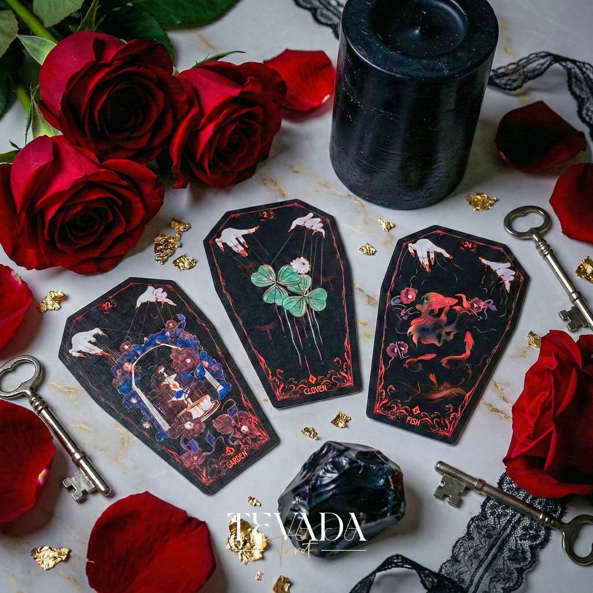 Fate Strings Lenormand Deck featuring gothic marionette art for intuitive divination and destiny work.