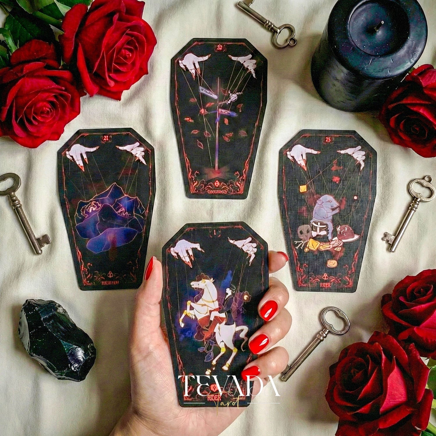 Fate Strings Lenormand Deck featuring gothic marionette art for intuitive divination and destiny work.