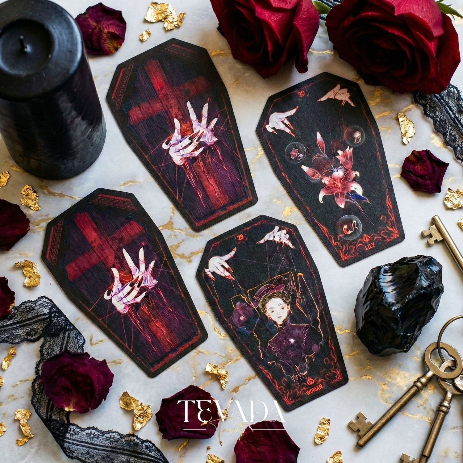 Fate Strings Lenormand Deck featuring gothic marionette art for intuitive divination and destiny work.