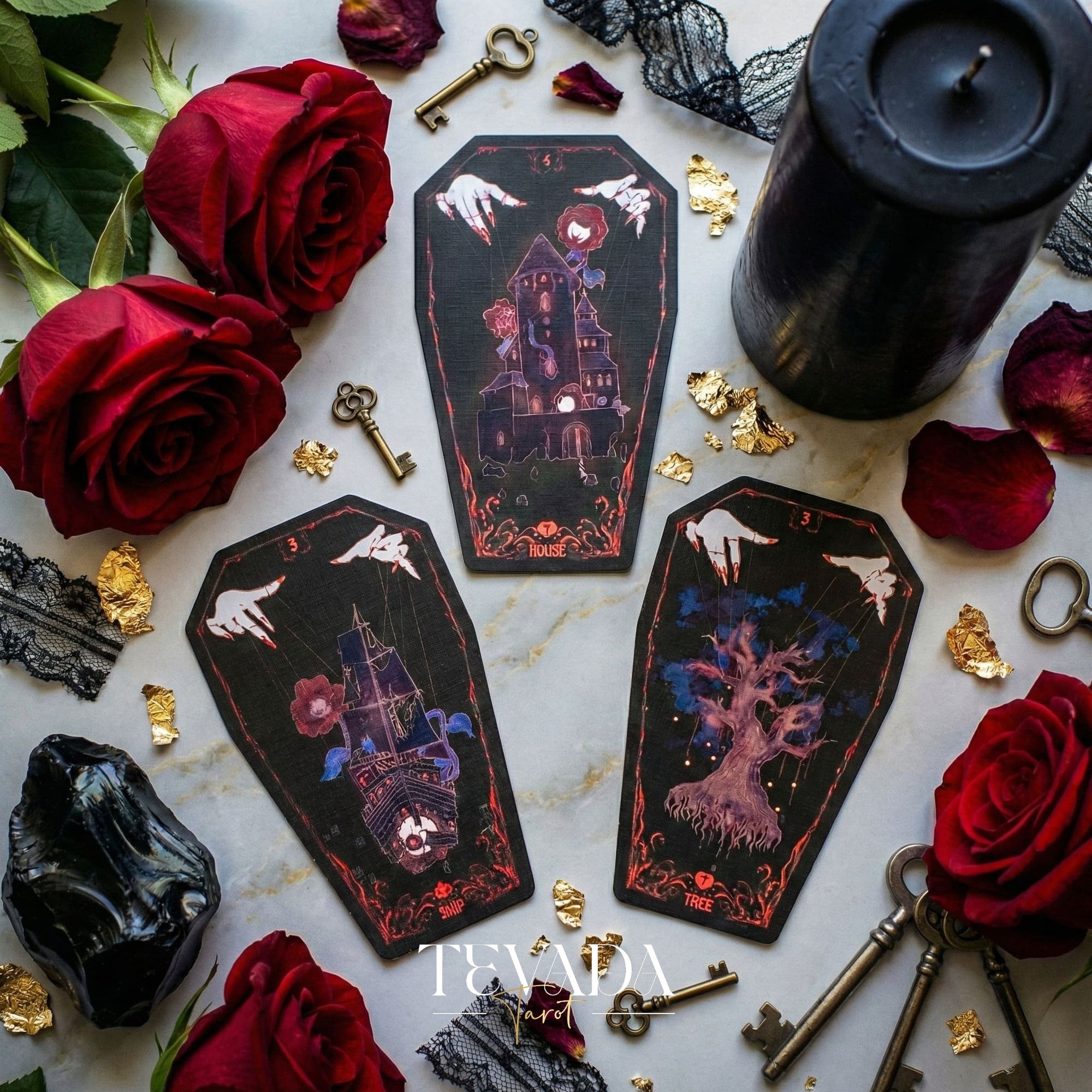 Fate Strings Lenormand Deck featuring gothic marionette art for intuitive divination and destiny work.
