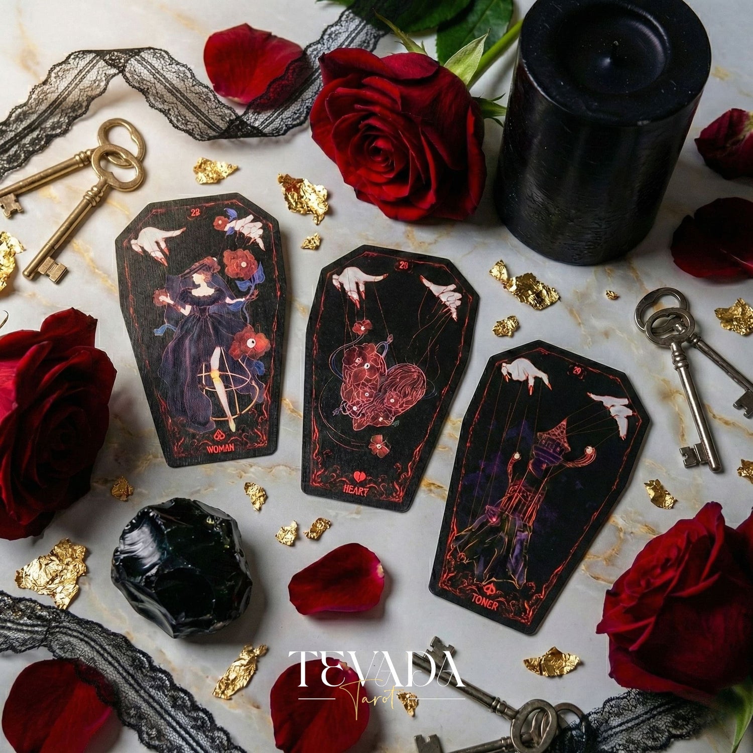 Fate Strings Lenormand Deck featuring gothic marionette art for intuitive divination and destiny work.
