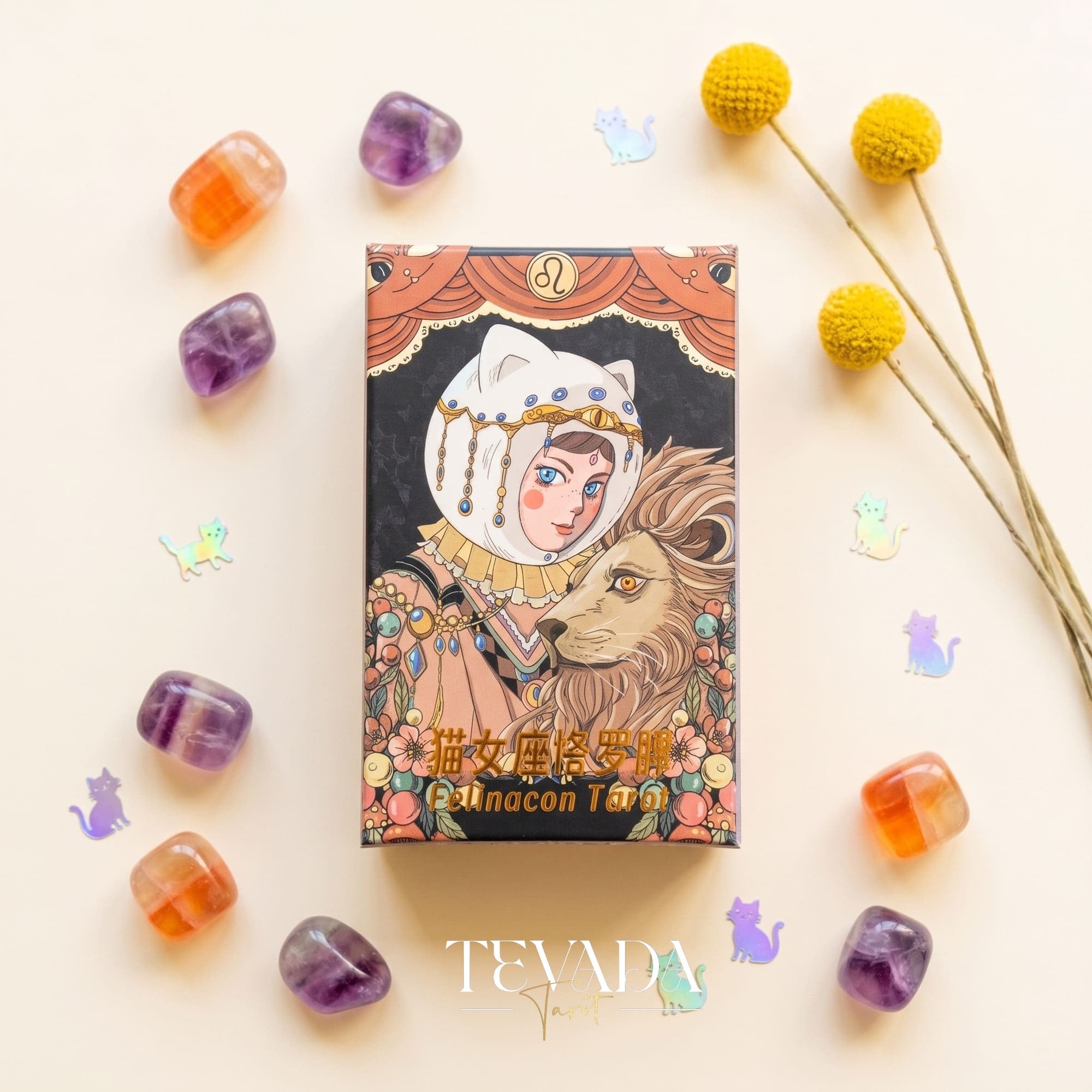 Felinaeon Tarot whimsical cat-woman vintage indie deck for inner child healing and daily tarot reading