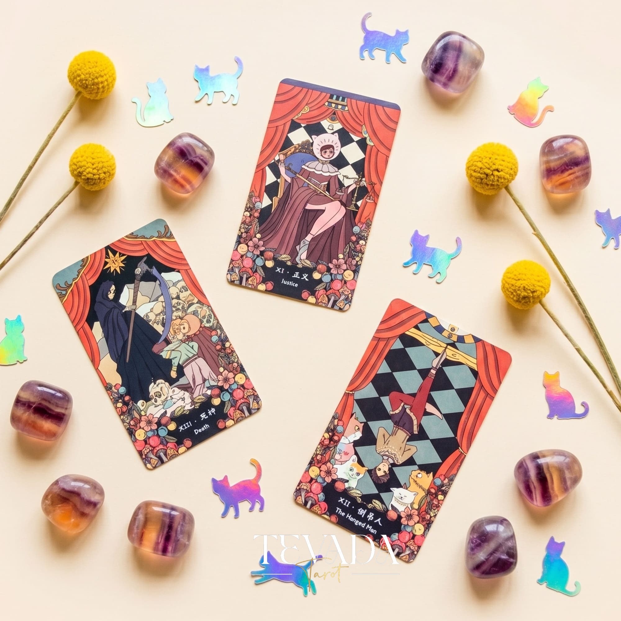 Felinaeon Tarot whimsical cat-woman vintage indie deck for inner child healing and daily tarot reading