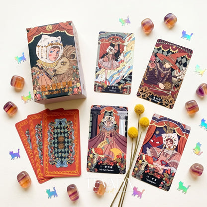 Felinaeon Tarot whimsical cat-woman vintage indie deck for inner child healing and daily tarot reading