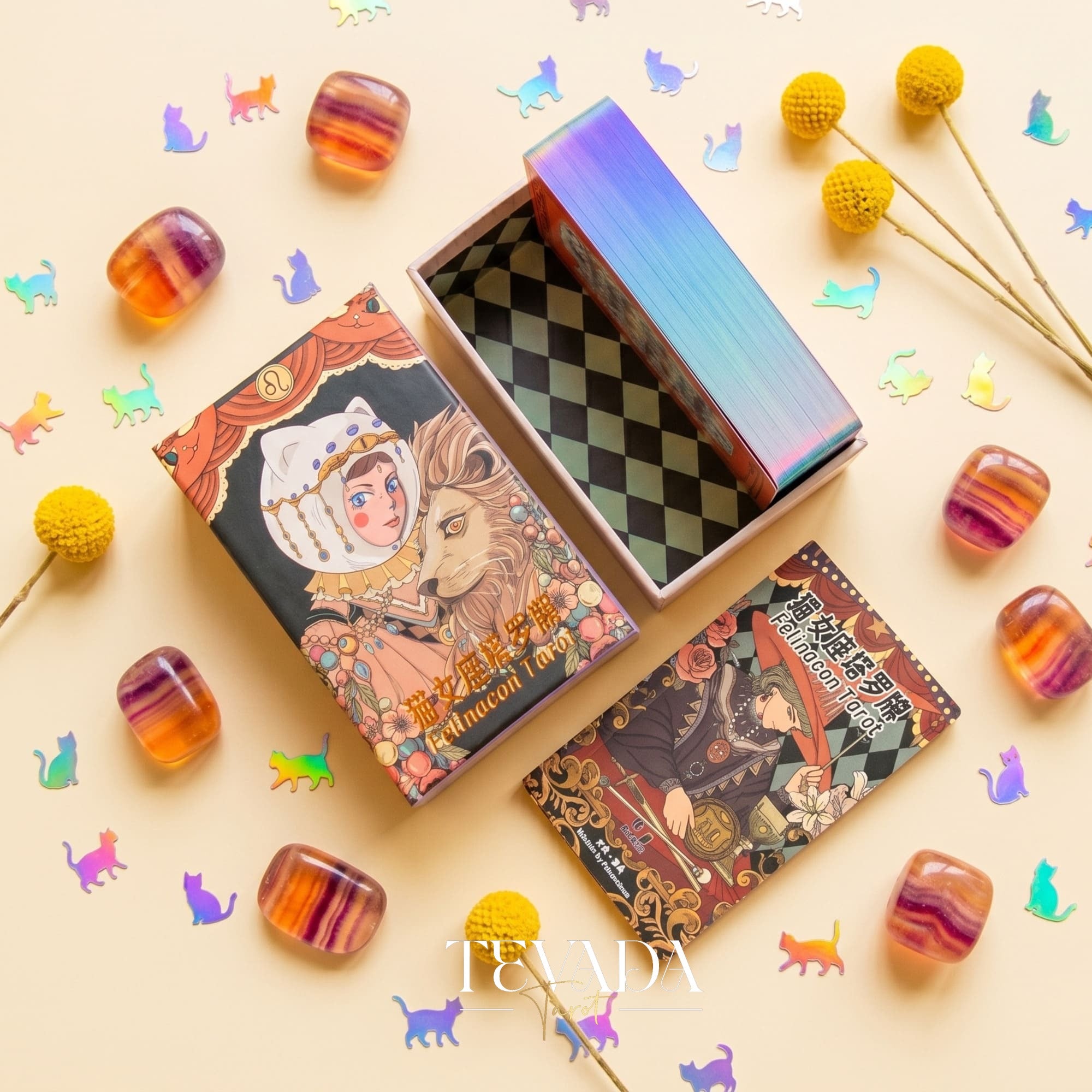 Felinaeon Tarot whimsical cat-woman vintage indie deck for inner child healing and daily tarot reading