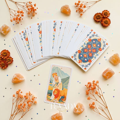 Flower Spirit Tarot adorable pastoral cartoon indie tarot deck for inner child healing and self-discovery.