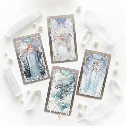Four Seasons Garden Tarot Art Nouveau style Indie Tarot Deck for intuitive healing and nature connection.