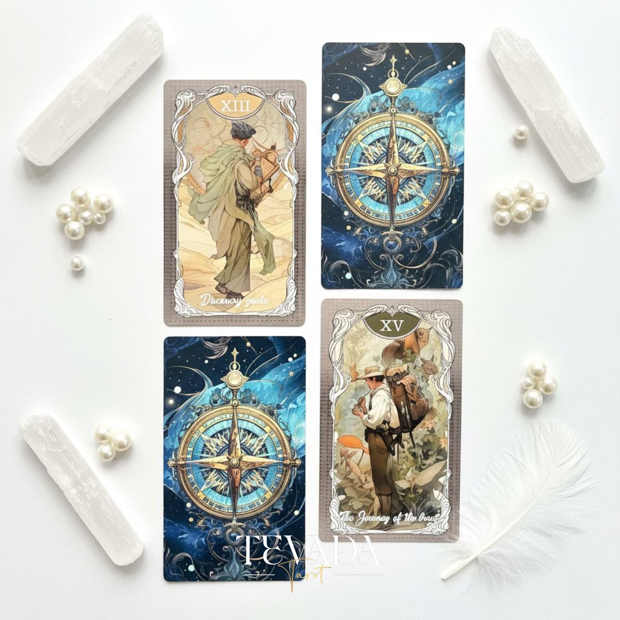 Four Seasons Garden Tarot Art Nouveau style Indie Tarot Deck for intuitive healing and nature connection.
