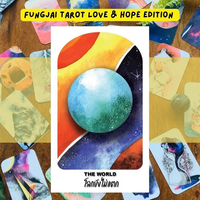 Fungjai Tarot Love &amp; Hope Edt featuring vintage cartoon art for emotional healing and self-care.
