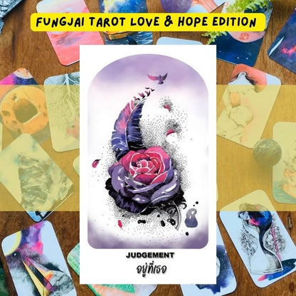 Fungjai Tarot Love &amp; Hope Edt featuring vintage cartoon art for emotional healing and self-care.
