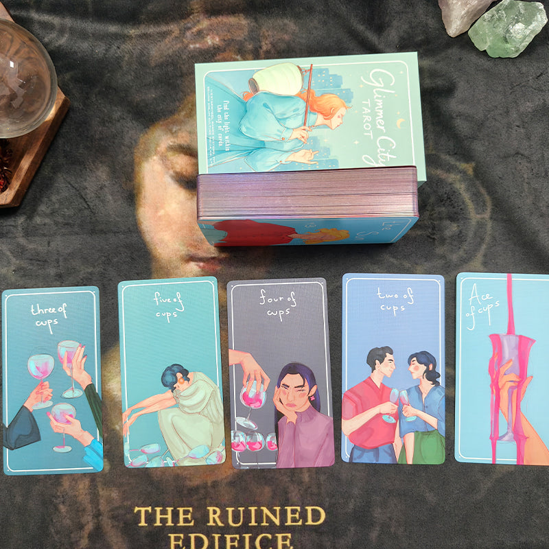 Glimmer City Tarot Deck soft pink hand-painted tarot cards for daily reflection
