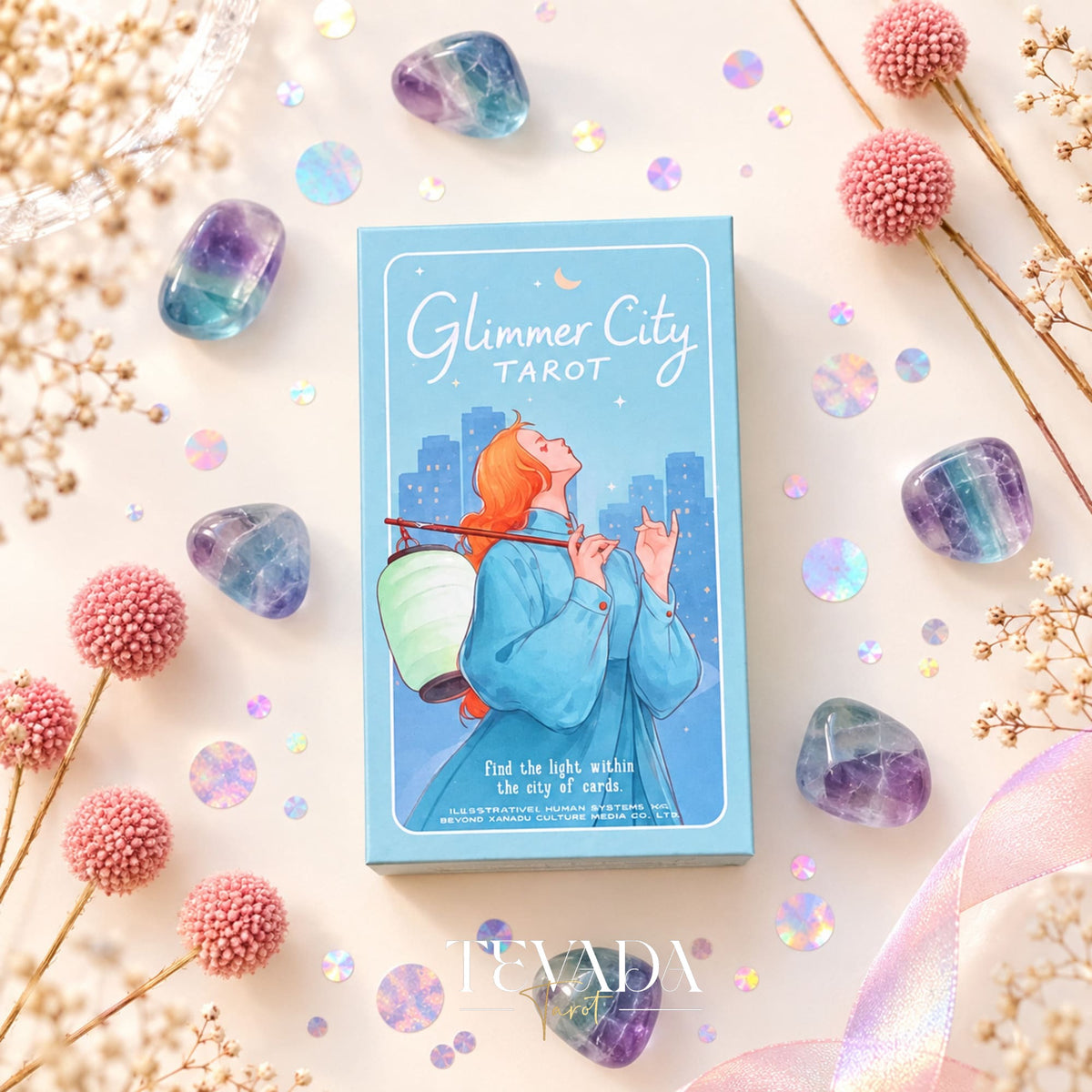 Glimmer City Tarot Deck soft pink hand-painted tarot cards for daily reflection