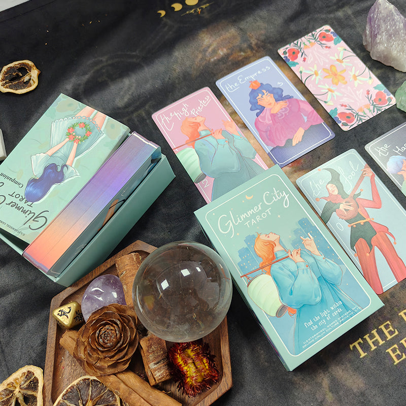 Glimmer City Tarot Deck soft pink hand-painted tarot cards for daily reflection
