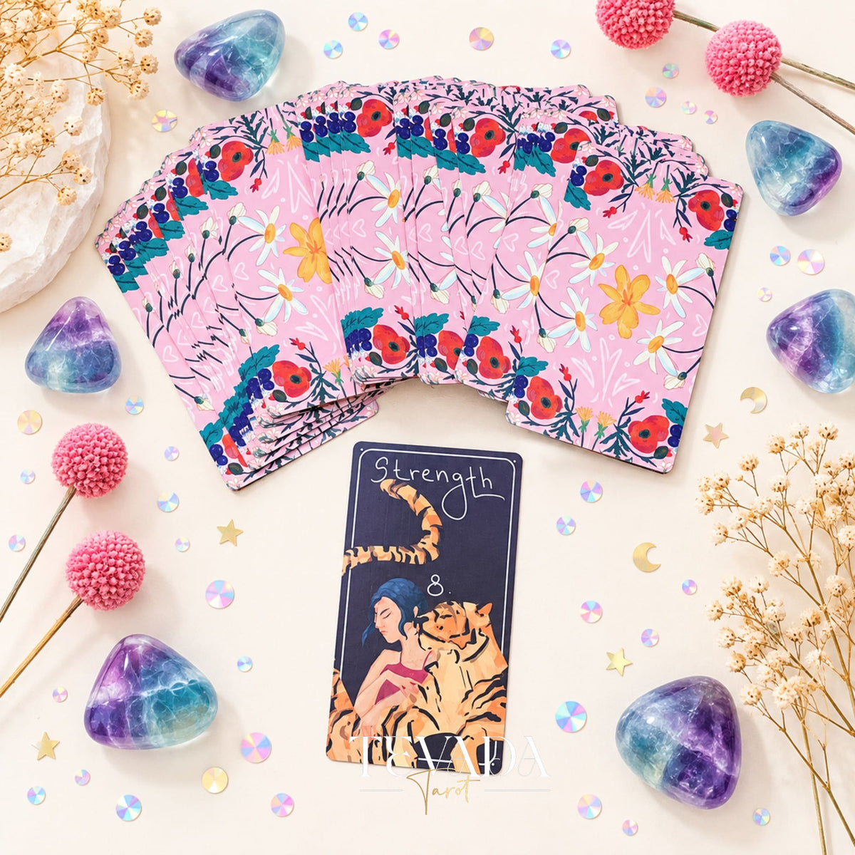 Glimmer City Tarot Deck soft pink hand-painted tarot cards for daily reflection