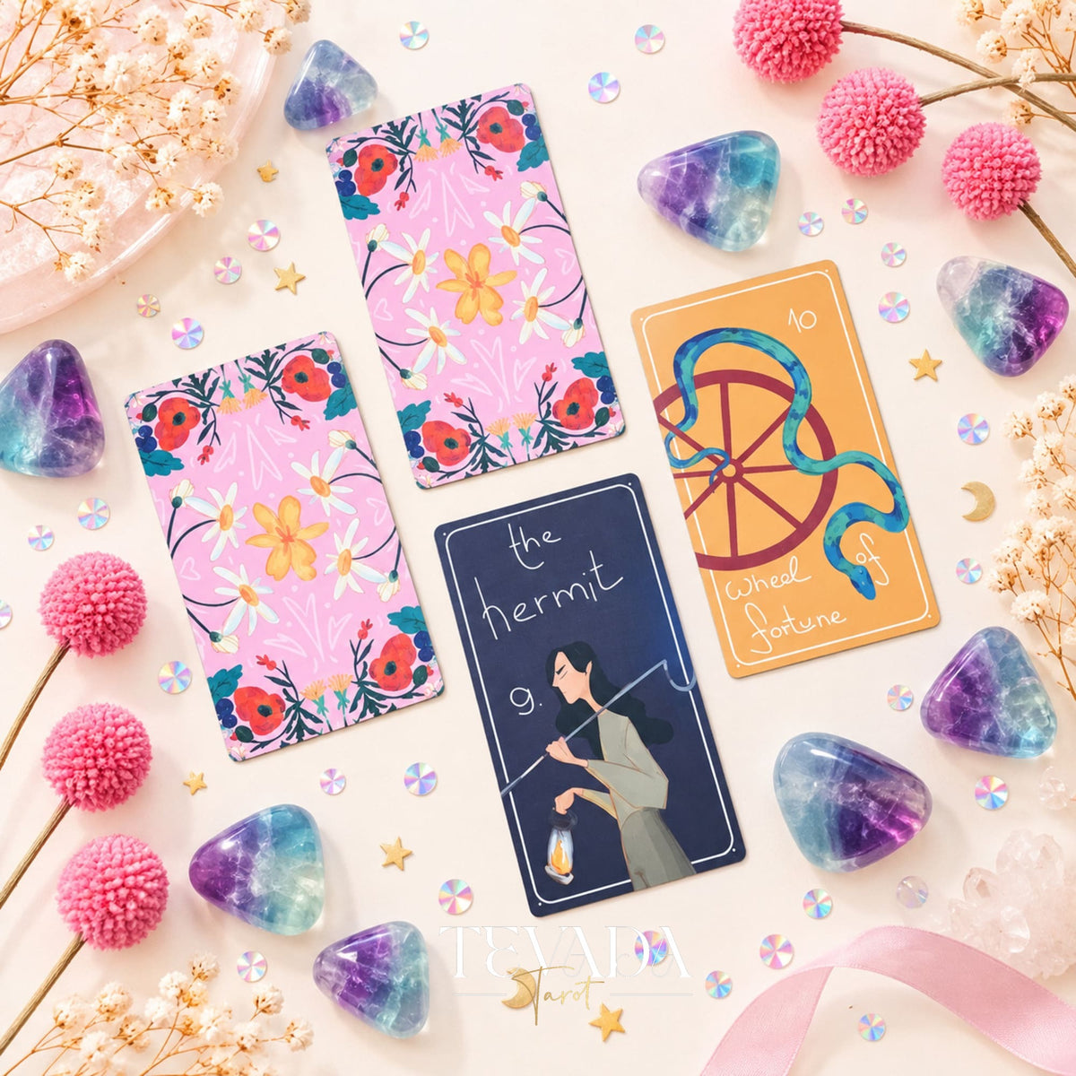 Glimmer City Tarot Deck soft pink hand-painted tarot cards for daily reflection